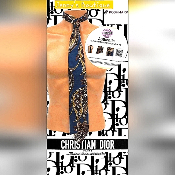 Dior Other - CERTIFED AUTHENTIC CHRISTIAN DIOR Blue and Brown Tie Sophisticated Accessory